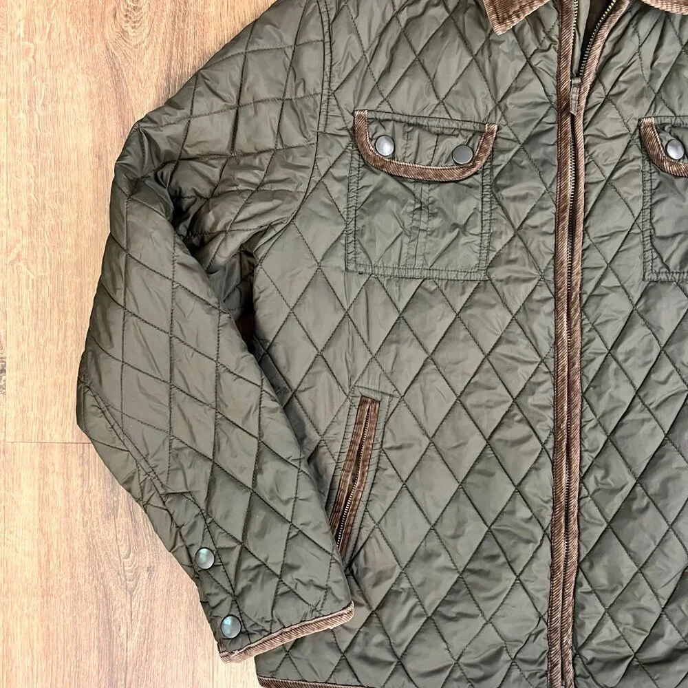 Tre Vero Vintage Diamond Quilted Military Barn Jacket Sz L - Picture 4 of 12